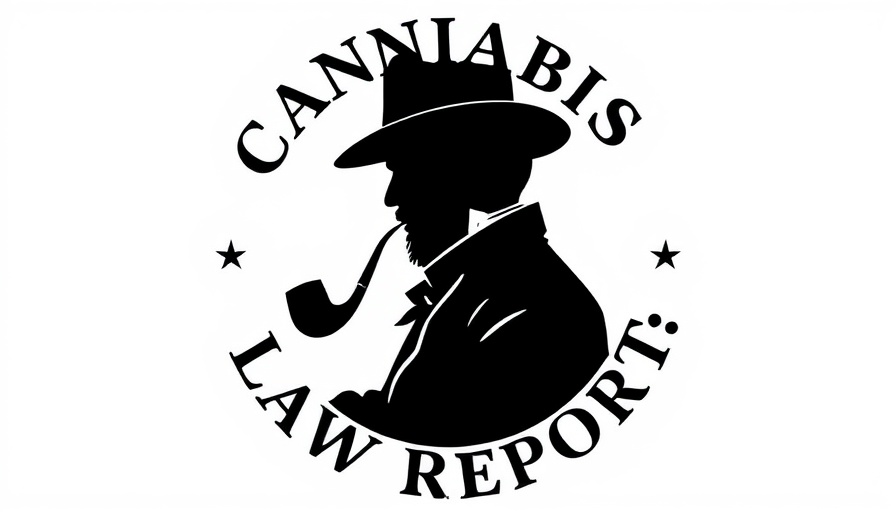 Cannabis Law Report emblem in vintage style, related to state laws.
