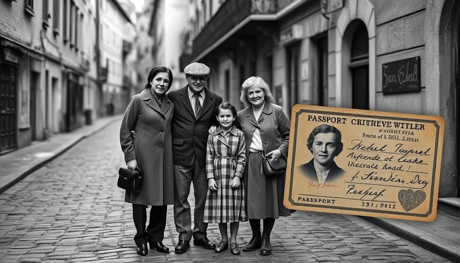 Holocaust survivor events vintage family photo and passport.
