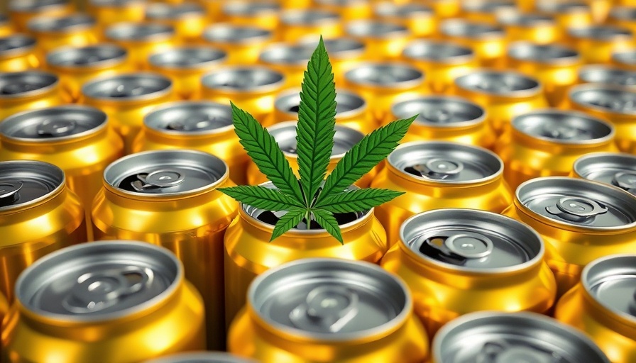 THC beverage sales visualized through cans with cannabis leaf.