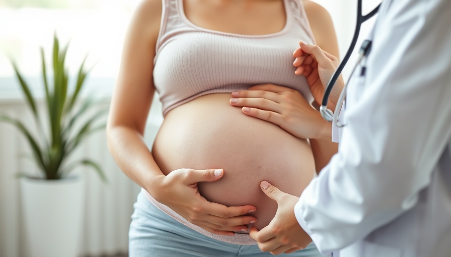 Doctor examining pregnant woman for chronic pregnancy complications.