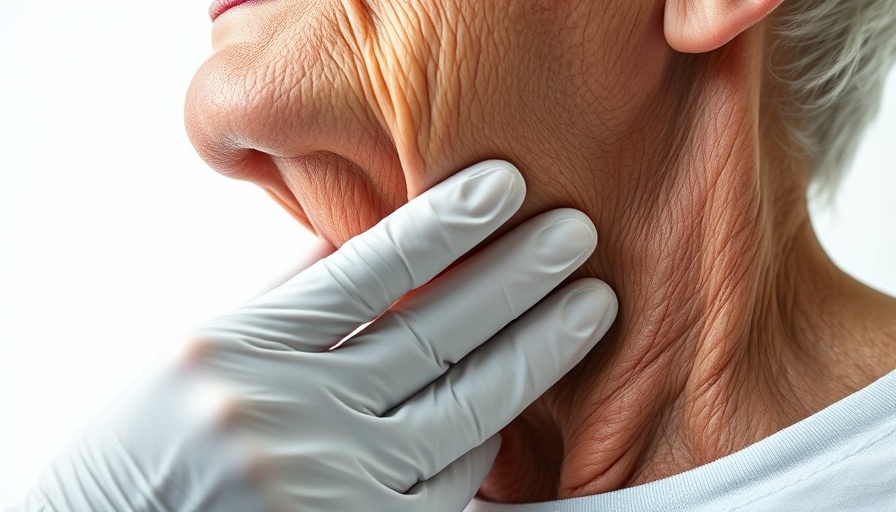 Doctor examining neck for HPV-associated head and neck cancers.
