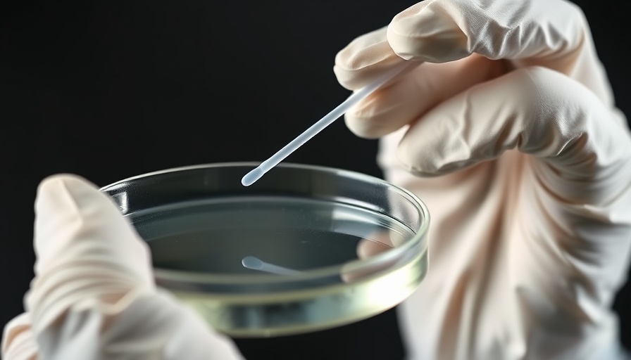 Scientist with blue gloves working with a petri dish, cannabis industry news.