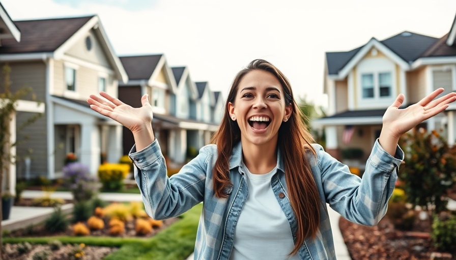Affordable homes in Phoenix highlighted by an excited woman.