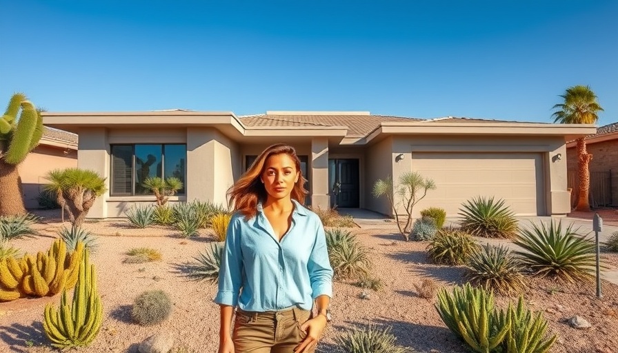 Modern home in San Tan Valley with surprised woman in foreground
