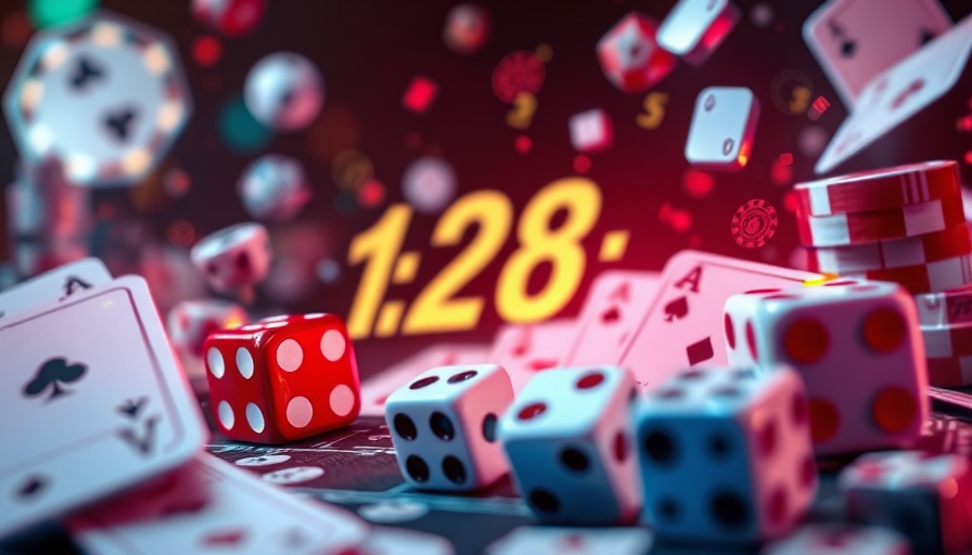 Abstract illustration of casino odds with cards and dice, understanding odds for winning at BR4Bet Casino.
