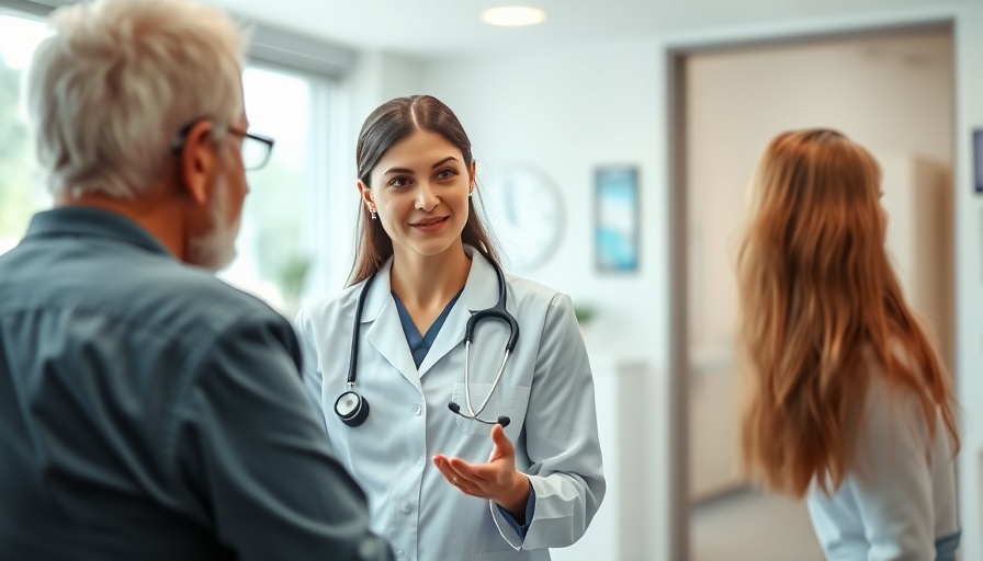 Doctor listens to patient's heart in clinic, illustrating NHS delays heart valve patients.