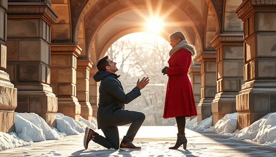 Romantic proposal planning under archways in Phoenix.