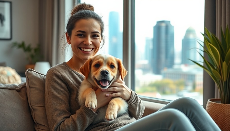 Joyful woman with puppy indoors, part of Alison Hammond weight loss journey context.