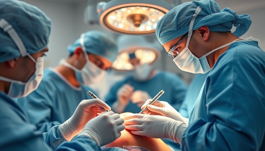 Surgeons performing bariatric surgery in sterile environment.