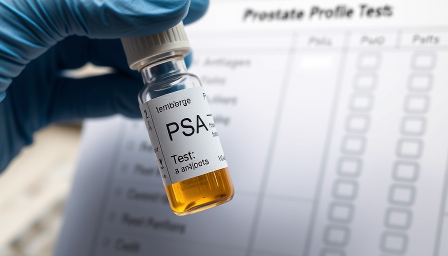 Close-up of a PSA test vial and prostate profile report showcasing repeat PSA testing benefits.