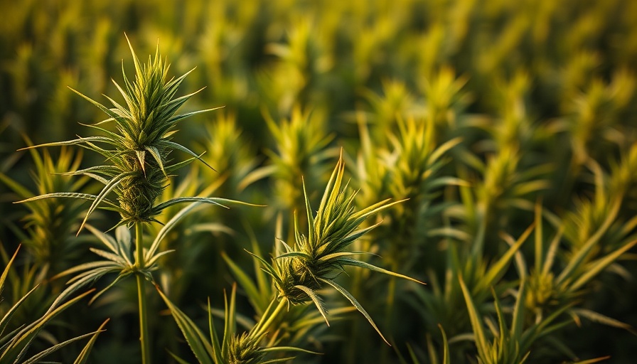 Kentucky hemp field showcasing lush CBD plants under soft lighting.