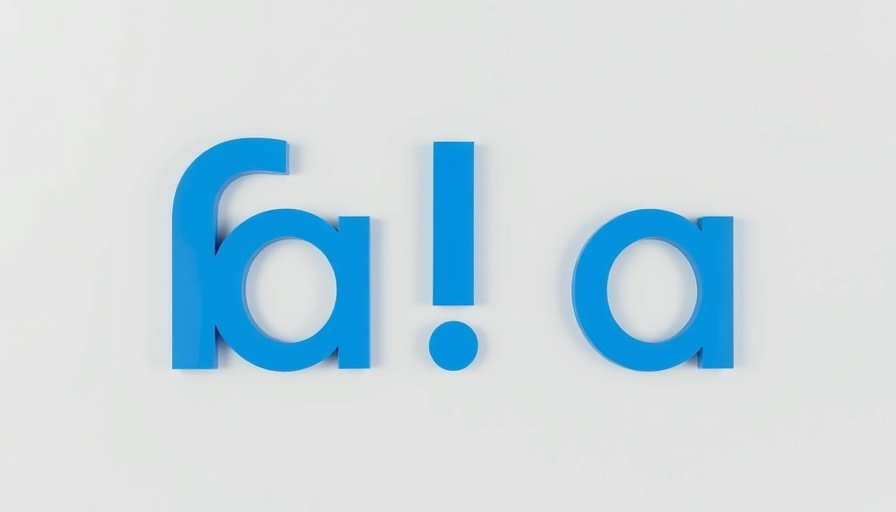 Blue 'fa!' letters on gray background.
