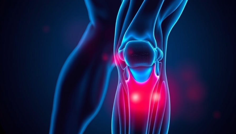 Illustrated knee highlighting pain related to diabetes.