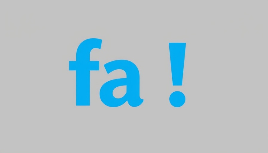 Stylized blue 'fa!' typography on gray background.
