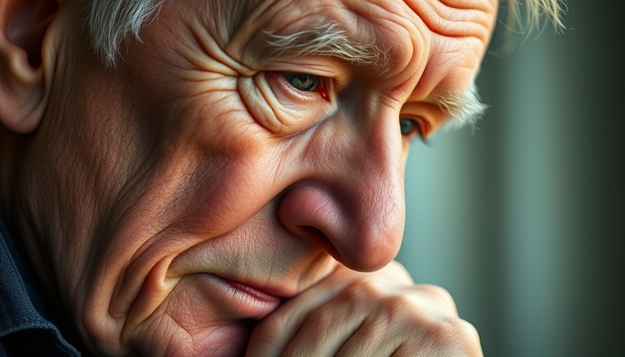 Older man with pensive expression highlighted by close-up detail.