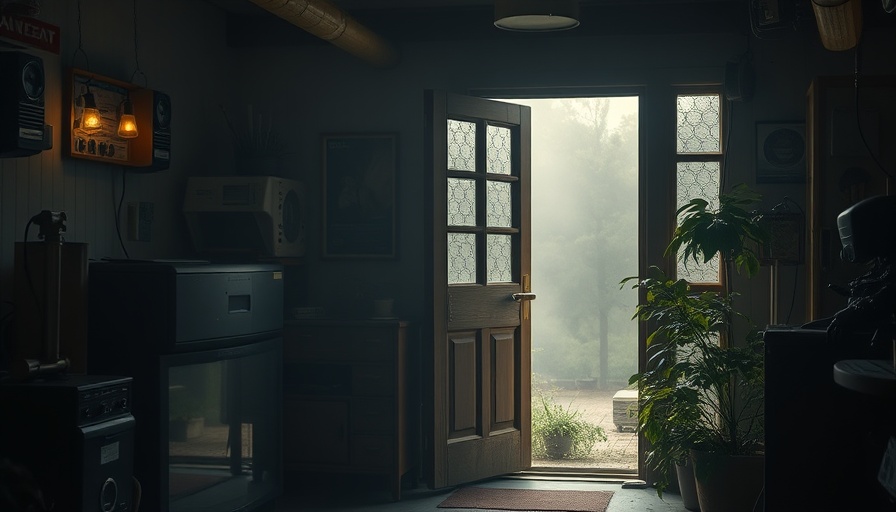 Cannabis culture interior with misty doorway.