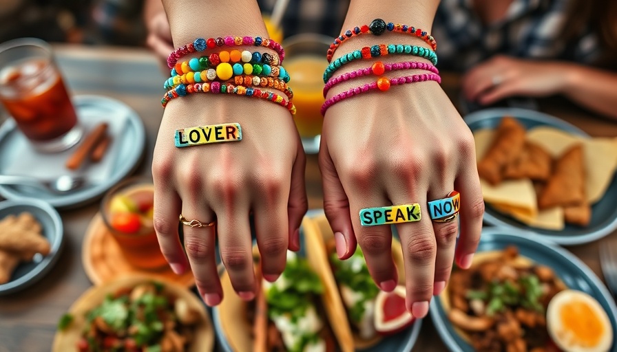 Taylor Swift themed beaded bracelets at brunch event in Phoenix.