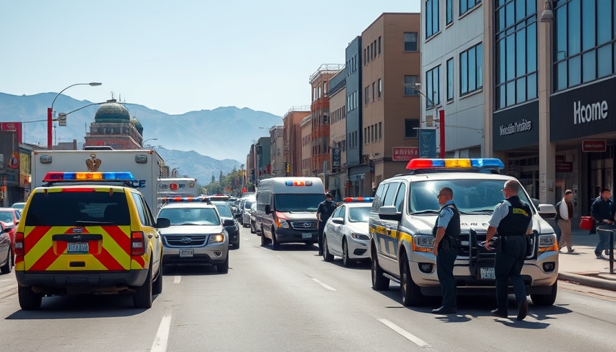 Phoenix police involved in city street operation, bright sunny day.