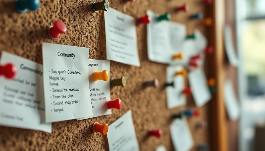 Pinned community notes on corkboard at District 3 community meeting.