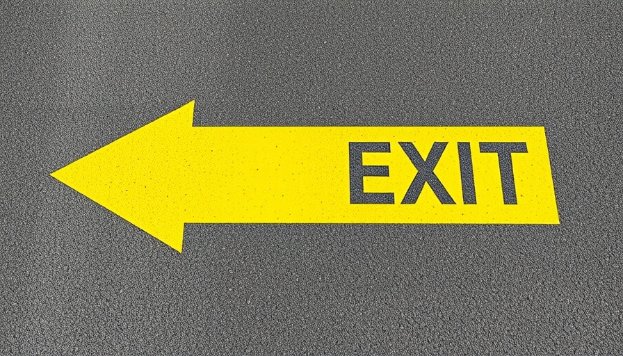 Yellow arrow and EXIT sign on pavement, cannabis industry news