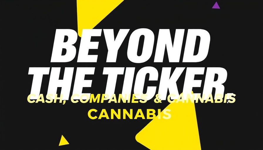 Cannabis stock surge poster with bold text and vibrant accents.