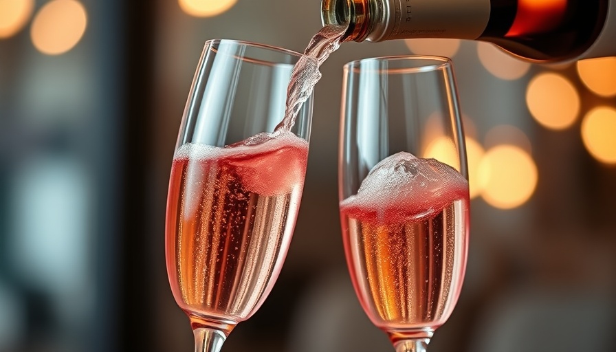 Pouring sparkling rosé wine at French libations dinner, Phoenix.