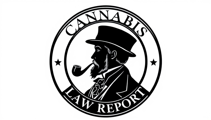 Cannabis law report logo silhouette illustration for industry state laws.