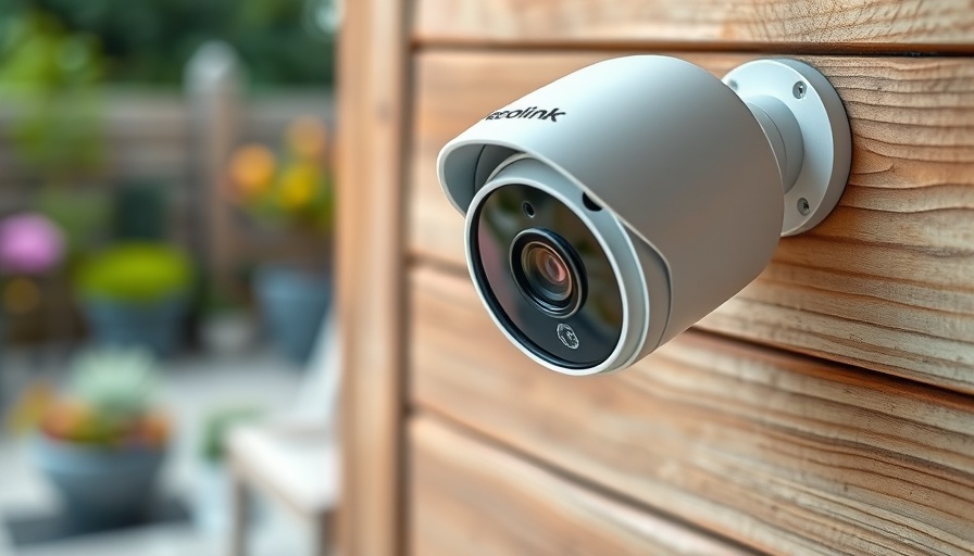 Close-up of Reolink security camera, mounted outdoors, Reolink Altas review.