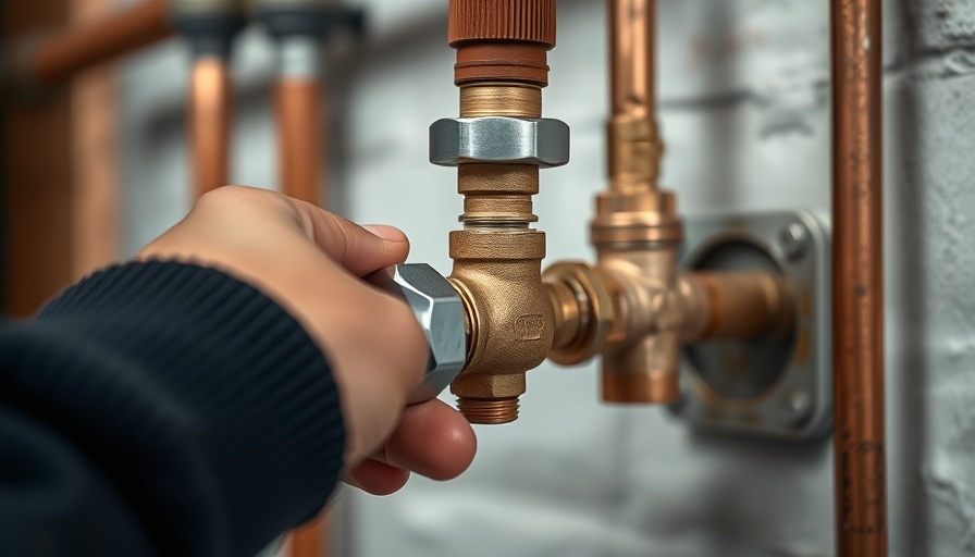 Adjusting valve on copper pipes for winterization.