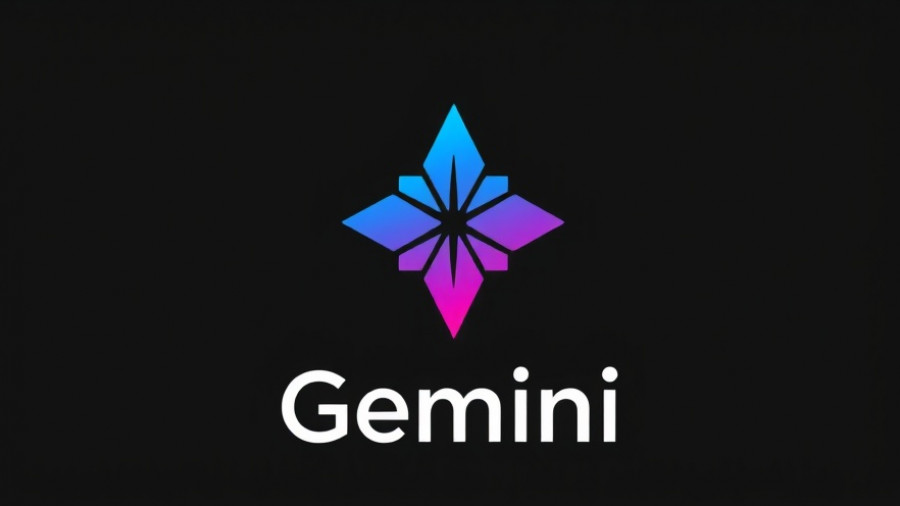 Sleek 'Gemini' logo with gradient star on black background.