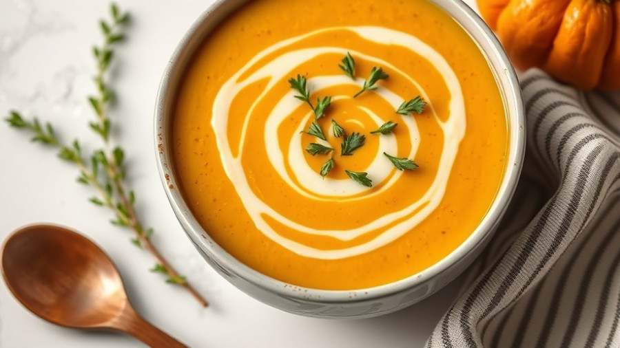 Cozy Crockpot Pumpkin Soup with Creamy Herb Swirl