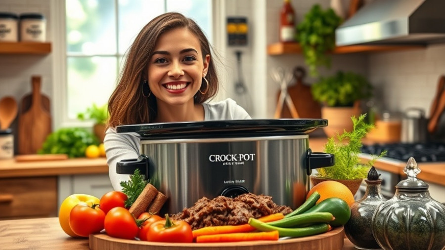 Crock-Pot ground beef recipes featured in inviting kitchen setting.