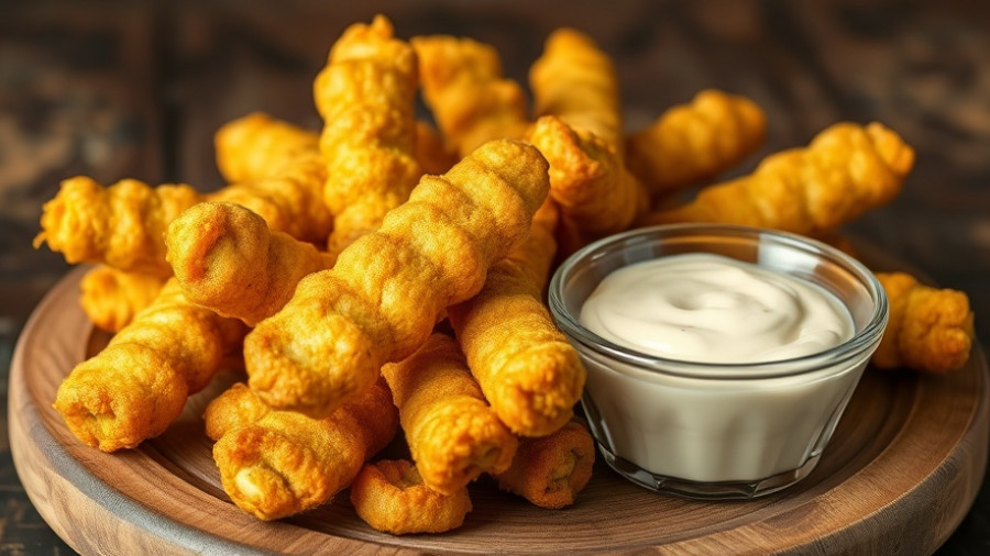 Golden, crispy fried dill pickles with dipping sauce.