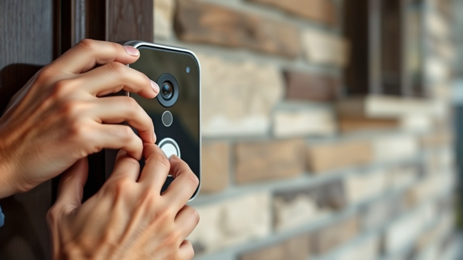 Close-up of hands adjusting a Wyze Battery Video Doorbell on a wall.