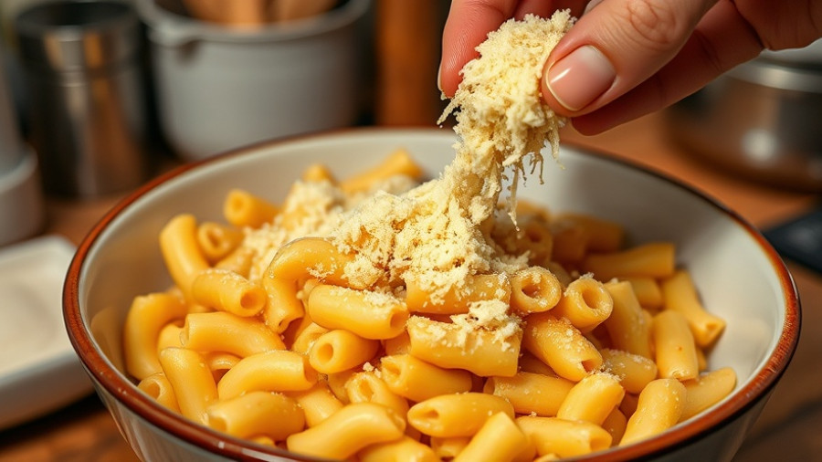 Chick-fil-A Mac and Cheese Recipe with Parmesan cheese being added.