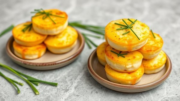 Fluffy egg bites on a plate with a fork, egg recipes for breakfast.