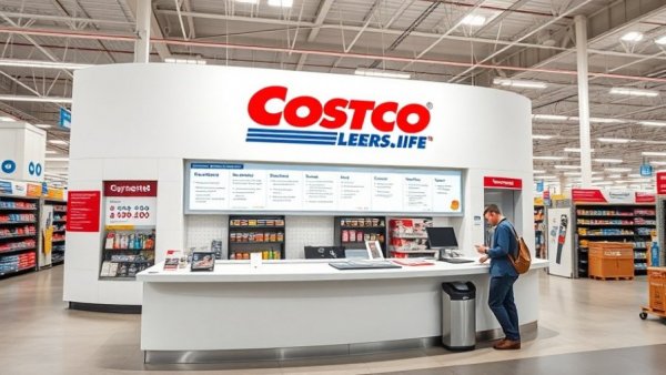 Costco membership counter and services in-store with customer.