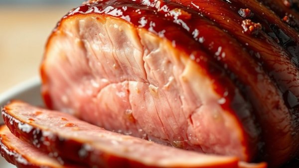 Close-up of Crock-Pot ham recipe, juicy and perfectly cooked.
