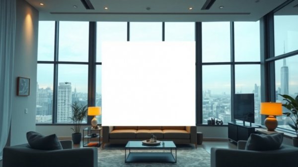 Modern living room with logo symbol, Matter 1.5 smart home cameras