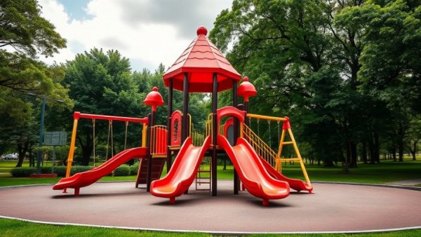 Playground with slides and swings by best playground equipment supplier.