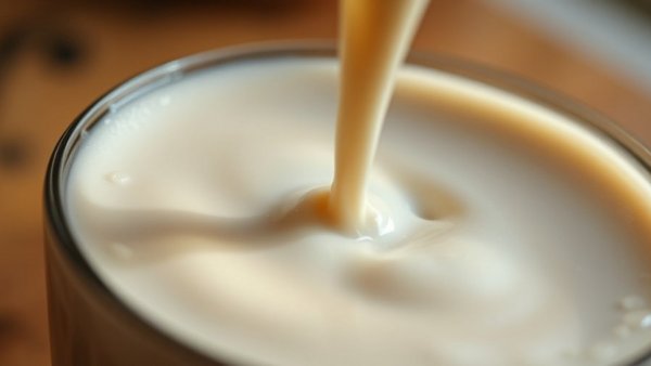 Creamy white hot chocolate with milk pouring, soothing winter treat.