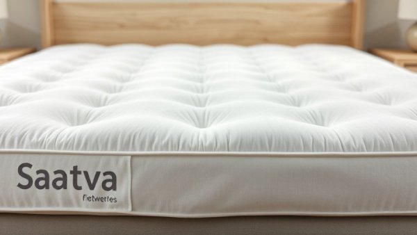 Saatva Graphite Mattress Topper displayed on a bed.