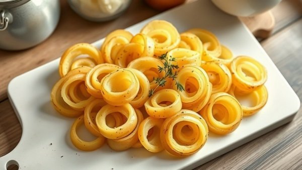 Duchess potatoes recipe with thyme garnish on white board.