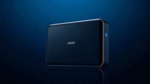 Sleek Anker Solix E10 battery backup system on blue gradient.