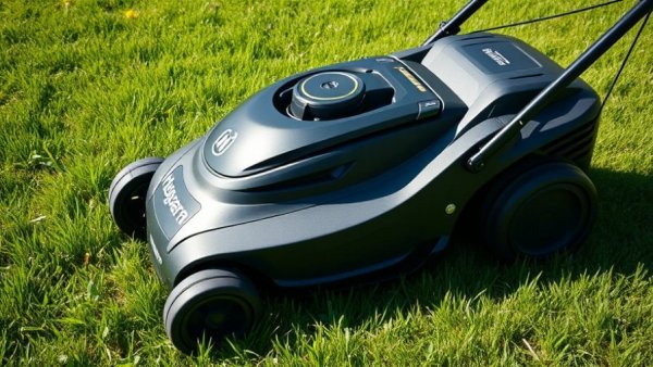 Husqvarna Automower 305E Nera on grass under sunlight.