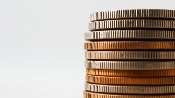 Stacked coins with ridges close-up detail.