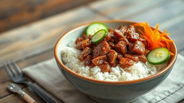 Korean beef bowl recipe with rice and fresh vegetables