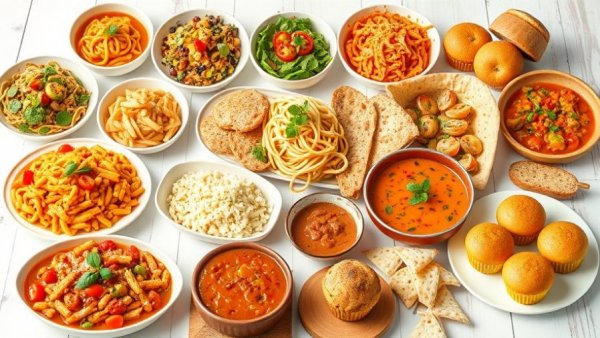 Colorful meal collage for weekly meal prep featuring diverse dishes.