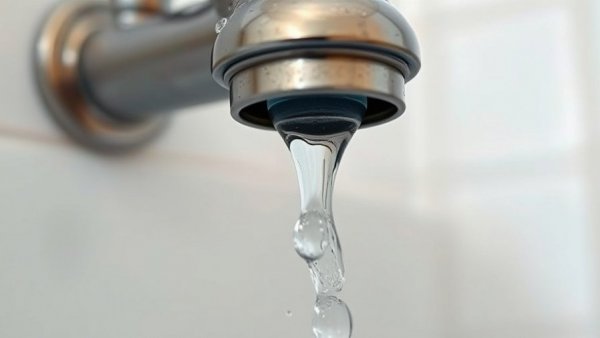 Save Water During Drought Warning emphasized by a dripping faucet in a bathroom.