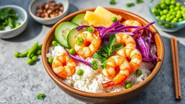 Easy shrimp bowl recipe for busy home cooks featuring vibrant ingredients.